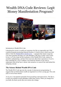 Wealth DNA Code Reviews Legit Money Manifestation Program