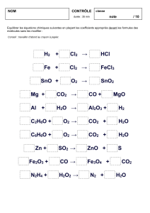 Contrôle de Chimie : Équilibrage d'Équations