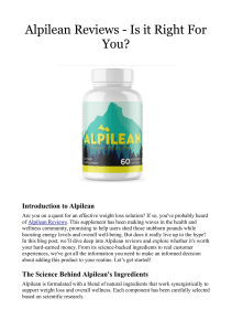 Alpilean Reviews  Is it Right For You