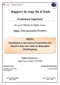 Rapport de stage Mudlogging: Installation et acquisition de donn&eacute;es
