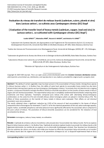 Evaluation du niveau de transfert de métaux lourds (cadmium, cuivre, plomb et zinc) dans Lactuca sativa L. co-cultivée avec Cymbopogon citratus (DC) Stapf