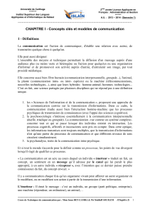 Cours Communication - CHAPITRE I - Concepts clés et modèles de communication