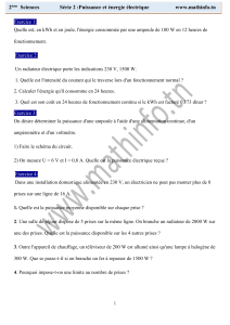 Exercices et Corrections: Puissance et Énergie Électrique