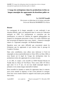 L’usage des néologismes dans les productions écrites en