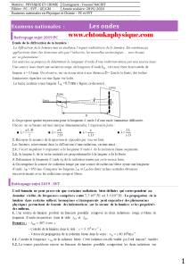 Sujets des examens nationaux du BAC , SP ,depuis 2008 jusquà 2018 , Partie 1 , ondes  ( www.chtoukaphysique.com )