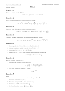 Exercices d'Algèbre I : Nombres Complexes