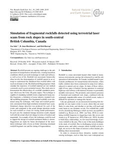 Rockfall Simulation Using Terrestrial Laser Scans in British Columbia