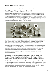 Monel 400 Forged Fittings Exporters List