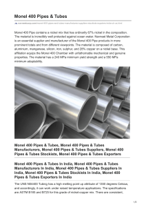 Monel 400 Pipes & Tubes In India