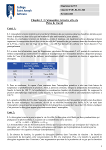 Atmosphère Terrestre et Vie - Exercices TF