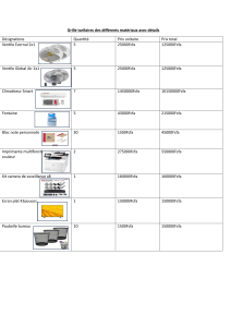 Grille tarifaires des différents matériaux avec détails