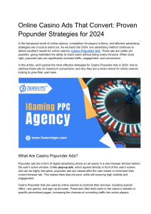 Online Casino Ads That Convert  Proven Popunder Strategies for 2024