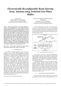 Electronically reconfigurable beam steering array antenna using switched line phase shifter