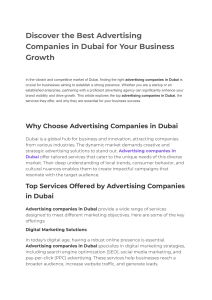 Discover the Best Advertising Companies in Dubai for Your Business Growth