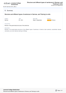 Structure and different types of sentences in German, and Training to write
