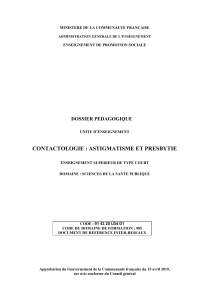 Contactologie Astigmatisme et presbytie