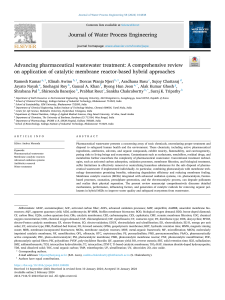 J Water Process Engineering 2024, 58, 104838 Advancing pharma wastewater treatment - Review of catalytic reactor-based hybrid approaches