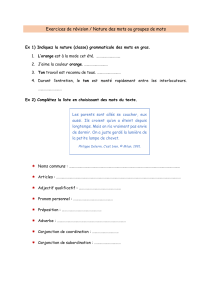 Exercices de grammaire : Nature et fonction des mots