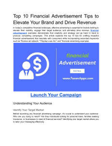 Top 10 Financial Advertisement Tips to Elevate Your Brand and Drive Revenue