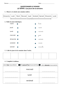Les jours de la semaine