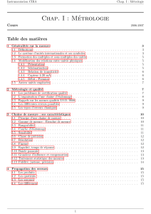 CIRA1 - 1) Metrologie