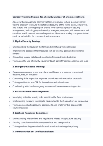 Company Training Program for a Security Manager