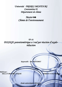 Dosage Potentiométrique Fe2+ : Rapport de Laboratoire Chimie Environnement