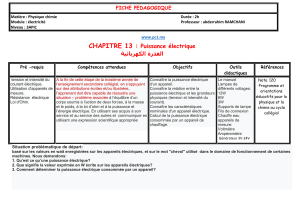 Fiche 1 . La puissance électrique (Www.AdrarPhysic.Fr)