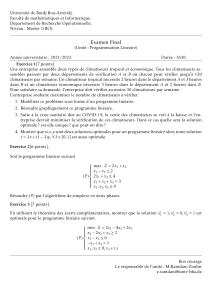 Exercice de programmation lineaire