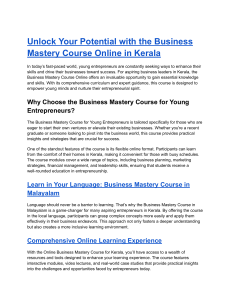 Comprehensive Business Mastery Course Kerala