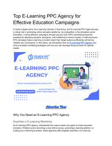 Top E-Learning PPC Agency for Effective Education Campaigns