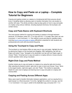 How to Copy and Paste on a Laptop – Complete Tutorial for Beginners