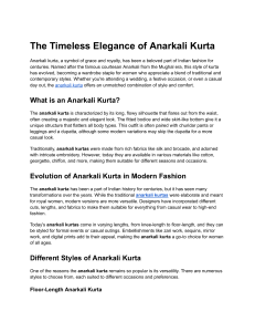 The Timeless Elegance of Anarkali Kurta