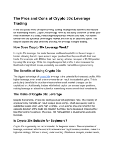 The Pros and Cons of Crypto 30x Leverage Trading