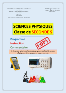 Programme Sciences Physiques Seconde S - Gabon