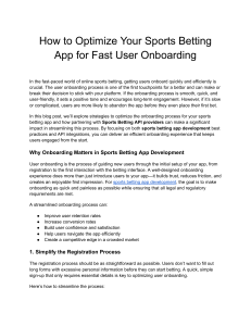 How to Optimize Your Sports Betting App for Fast User Onboarding