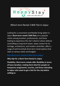 Short term Rental 2 BHK Flat In Jaipur