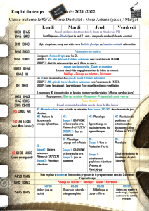 Emploi du temps   Année 2021