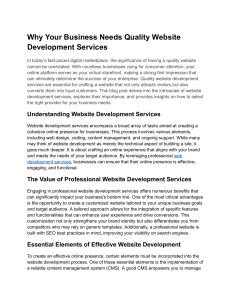 Why Your Business Needs Quality Website Development Services