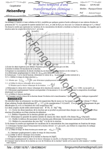 Suivi temporel d’une transformation chimique – Vitesse de réaction serie
