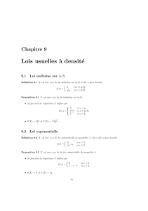 Lois usuelles à densité : cours de probabilités