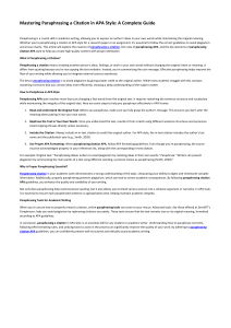 Mastering Paraphrasing a Citation in APA Style: A Complete Guide