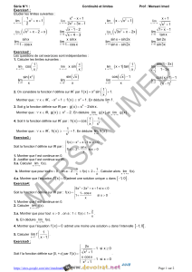 Série d'exercices - Math - Continuité et limites - Bac Sciences exp (2018-2019) Mr Mersani Imed