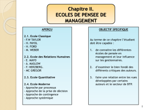 Chapitre II. ECOLE DES PENSES DE MANAGEMENT