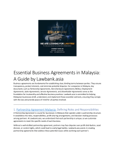 Investment Agreement Malaysia