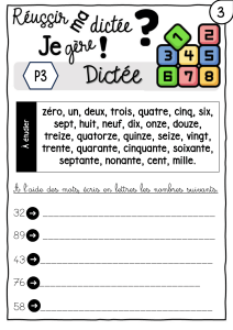 Dictée mots P3-P4 nombres