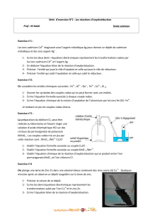 Série d'exercices N°1 - Physique oxydoréduction - 3ème Sciences exp (2012-2013) Mr mzoughi salah