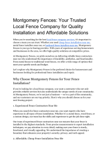 Montgomery Fences  Your Trusted Local Fence Company for Quality Installation and Affordable Solutions