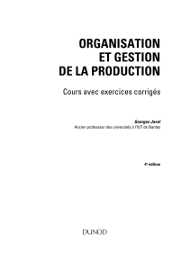 ORGANISATION ET GESTION DE LA PRODUCTION