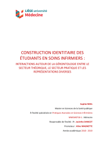 Construction identitaire des étudiants en soins infirmiers : interactions autour de la gérontologie entre le secteur théorique, le secteur pratique et les représentations diverses